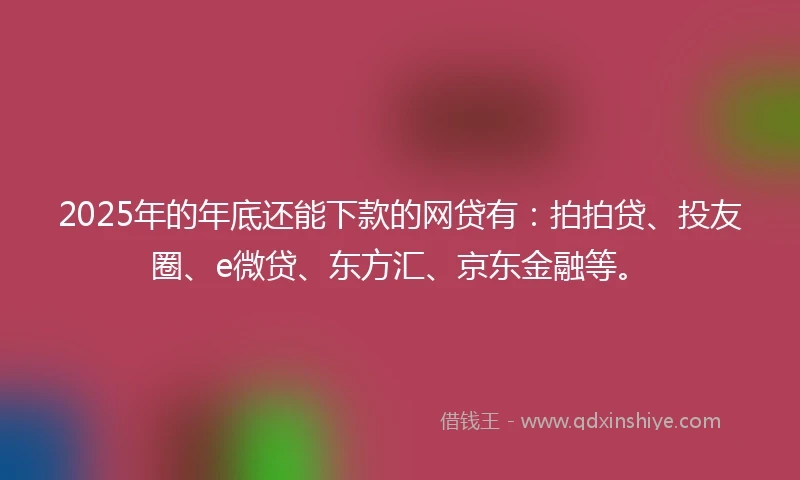 2025年的年底还能下款的网贷有：拍拍贷、投友圈、e微贷、东方汇、京东金融等。