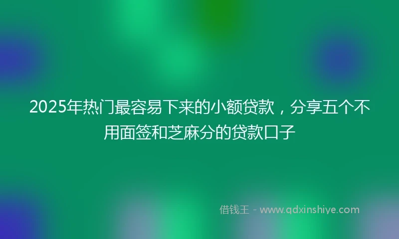 2025年热门最容易下来的小额贷款，分享五个不用面签和芝麻分的贷款口子