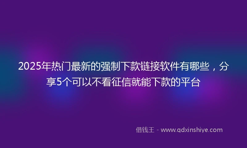 2025年热门最新的强制下款链接软件有哪些，分享5个可以不看征信就能下款的平台