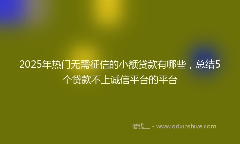 2025年热门无需征信的小额贷款有哪些，总结5个贷款不上诚信平台的平台