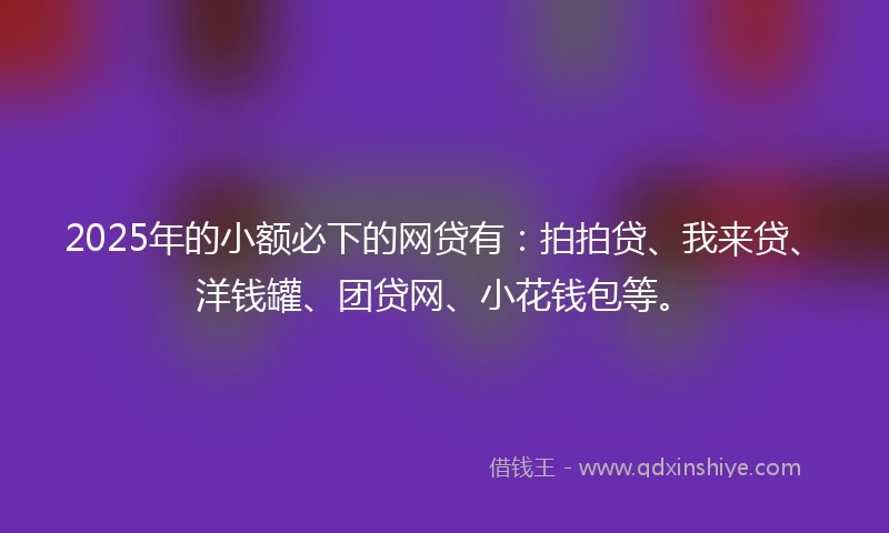 2025年的小额必下的网贷有：拍拍贷、我来贷、洋钱罐、团贷网、小花钱包等。