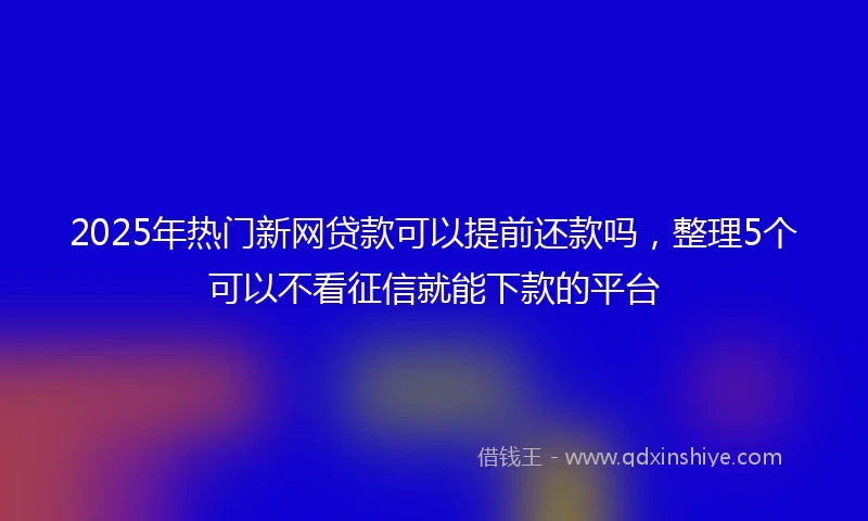 2025年热门新网贷款可以提前还款吗，整理5个可以不看征信就能下款的平台
