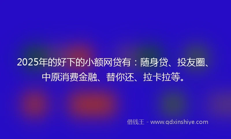 2025年的好下的小额网贷有：随身贷、投友圈、中原消费金融、替你还、拉卡拉等。