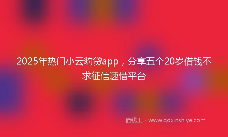 2025年热门小云豹贷app，分享五个20岁借钱不求征信速借平台