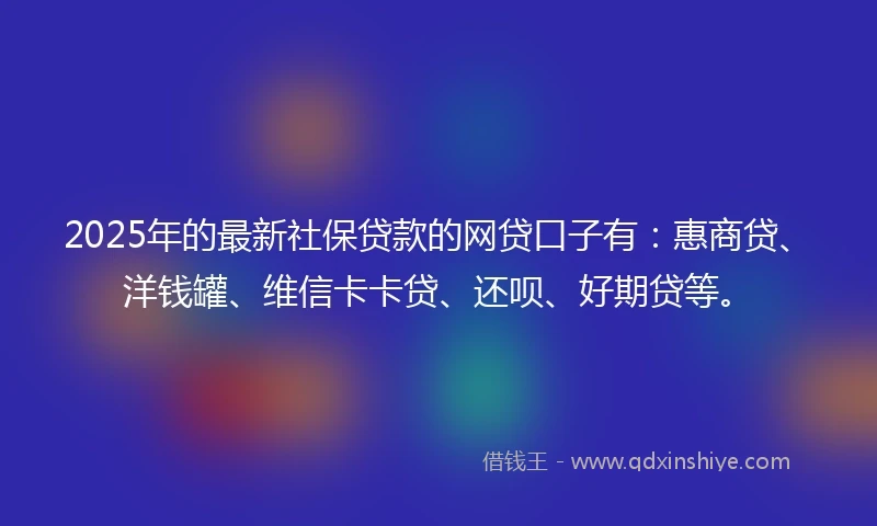 2025年的最新社保贷款的网贷口子有：惠商贷、洋钱罐、维信卡卡贷、还呗、好期贷等。