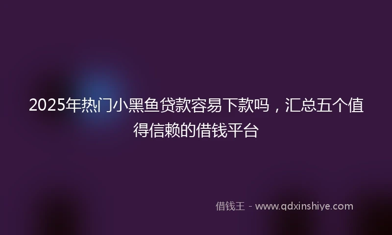 2025年热门小黑鱼贷款容易下款吗，汇总五个值得信赖的借钱平台