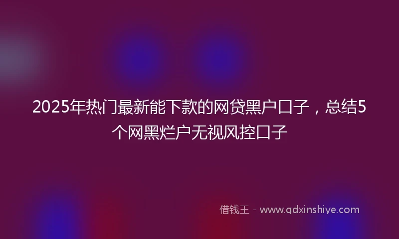 2025年热门最新能下款的网贷黑户口子，总结5个网黑烂户无视风控口子