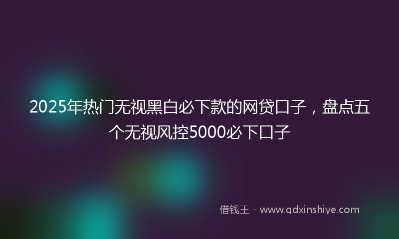2025年热门无视黑白必下款的网贷口子，盘点五个无视风控5000必下口子