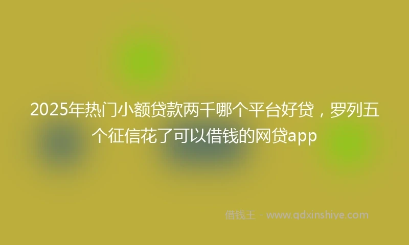 2025年热门小额贷款两千哪个平台好贷，罗列五个征信花了可以借钱的网贷app