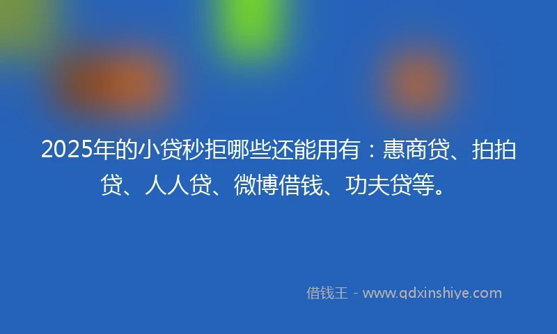 2025年的小贷秒拒哪些还能用有：惠商贷、拍拍贷、人人贷、微博借钱、功夫贷等。