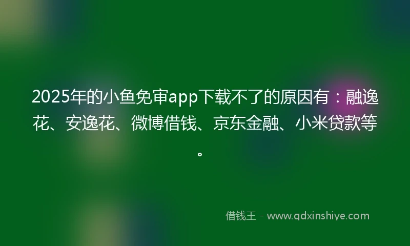 2025年的小鱼免审app下载不了的原因有：融逸花、安逸花、微博借钱、京东金融、小米贷款等。