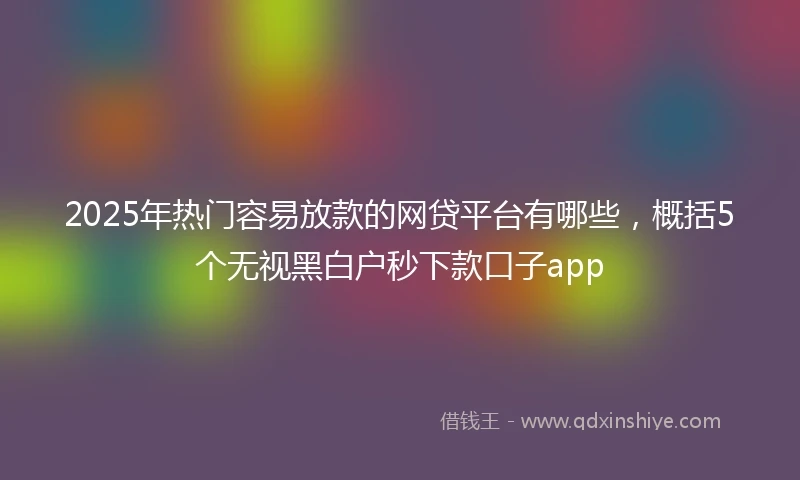 2025年热门容易放款的网贷平台有哪些，概括5个无视黑白户秒下款口子app