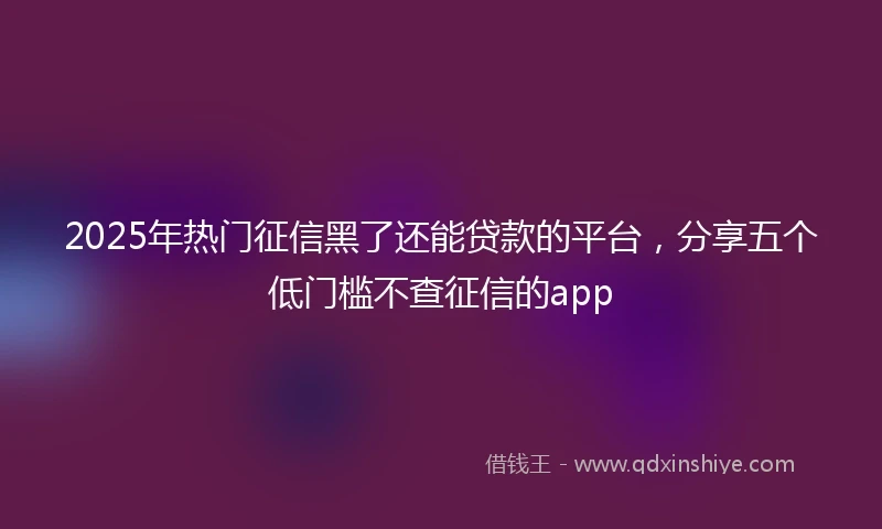 2025年热门征信黑了还能贷款的平台，分享五个低门槛不查征信的app