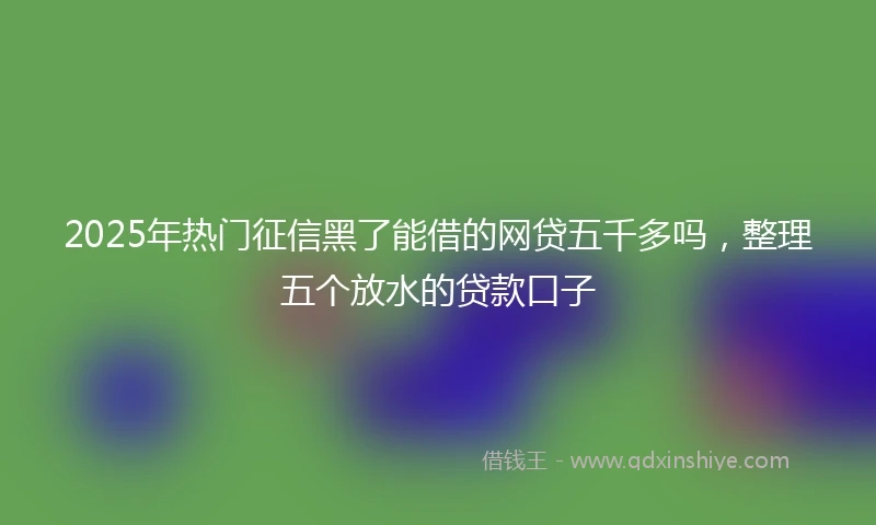 2025年热门征信黑了能借的网贷五千多吗，整理五个放水的贷款口子