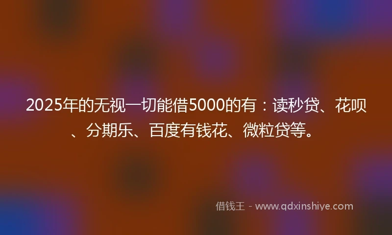 2025年的无视一切能借5000的有：读秒贷、花呗、分期乐、百度有钱花、微粒贷等。
