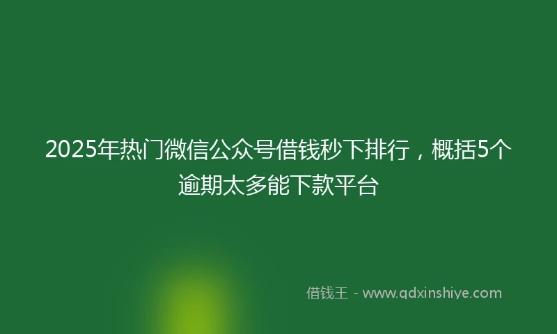 2025年热门微信公众号借钱秒下排行，概括5个逾期太多能下款平台