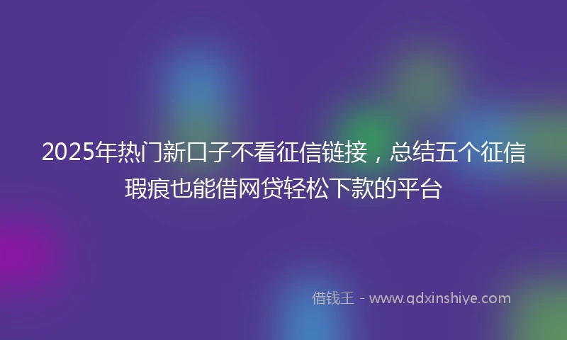2025年热门新口子不看征信链接，总结五个征信瑕疵也能借网贷轻松下款的平台