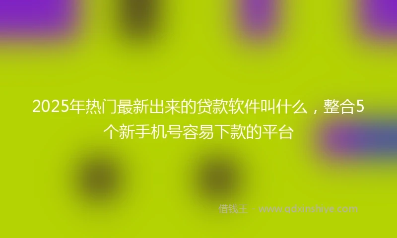 2025年热门最新出来的贷款软件叫什么，整合5个新手机号容易下款的平台