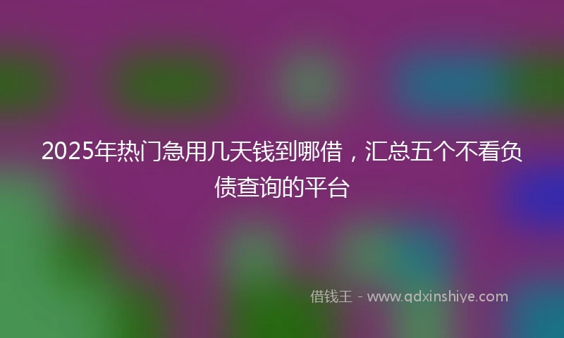 2025年热门急用几天钱到哪借，汇总五个不看负债查询的平台