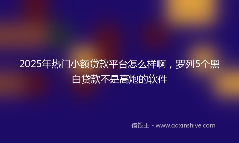 2025年热门小额贷款平台怎么样啊，罗列5个黑白贷款不是高炮的软件