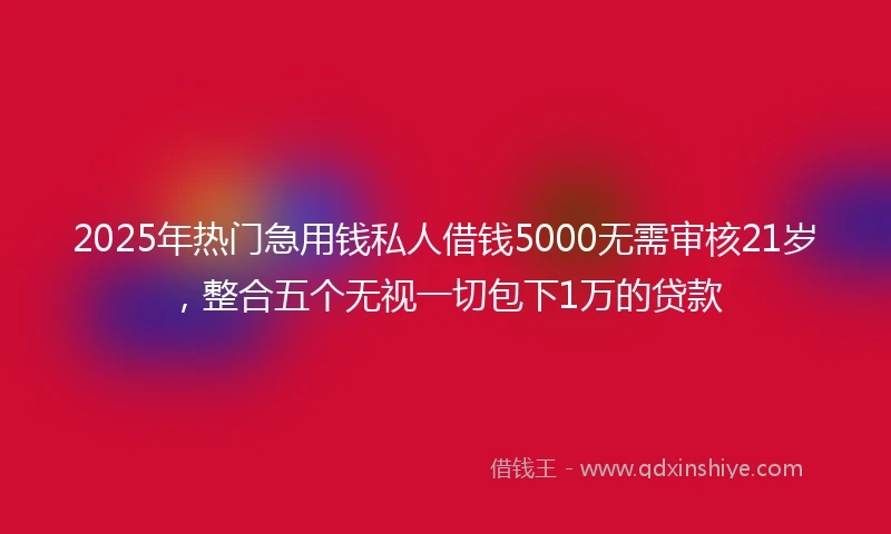 2025年热门急用钱私人借钱5000无需审核21岁，整合五个无视一切包下1万的贷款