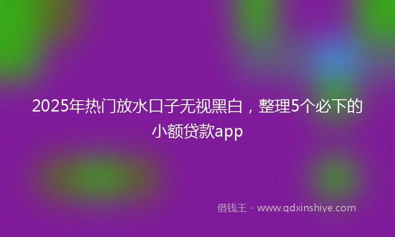 2025年热门放水口子无视黑白，整理5个必下的小额贷款app