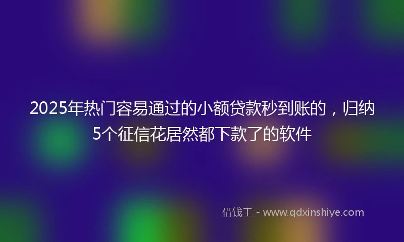 2025年热门容易通过的小额贷款秒到账的，归纳5个征信花居然都下款了的软件