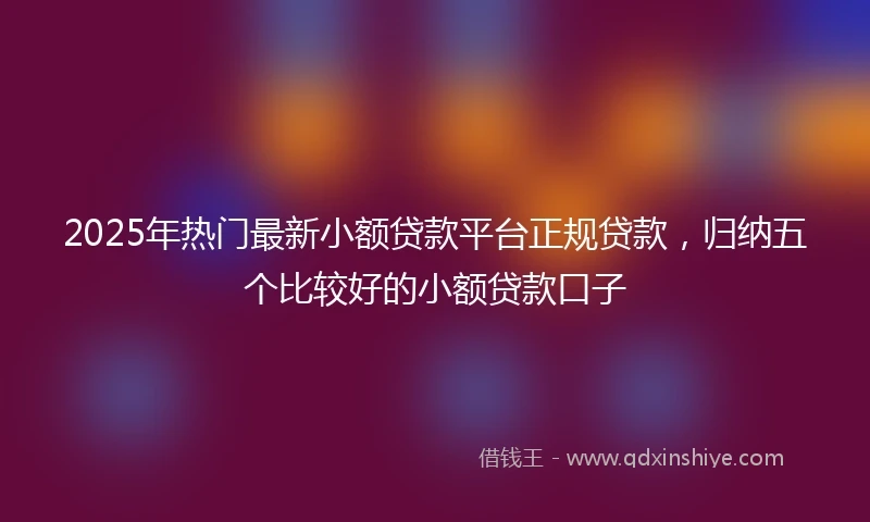2025年热门最新小额贷款平台正规贷款，归纳五个比较好的小额贷款口子