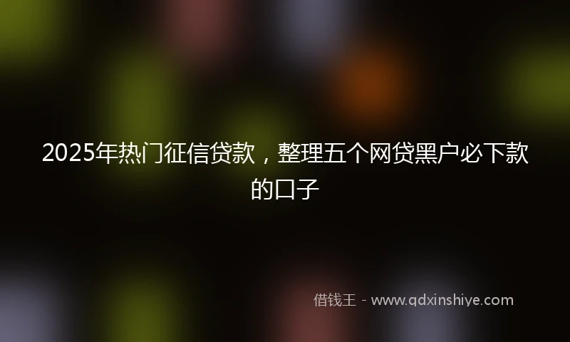 2025年热门征信贷款，整理五个网贷黑户必下款的口子