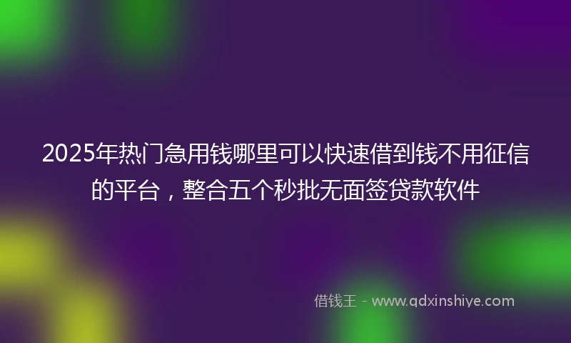 2025年热门急用钱哪里可以快速借到钱不用征信的平台，整合五个秒批无面签贷款软件