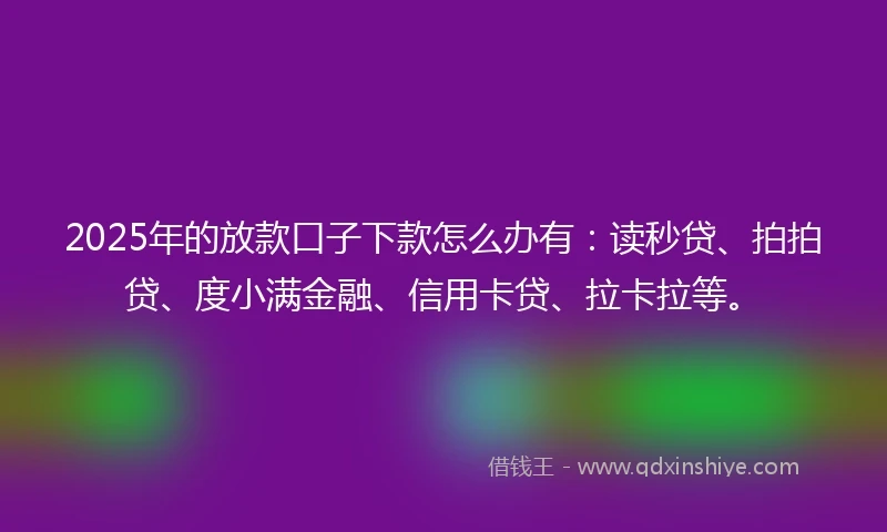 2025年的放款口子下款怎么办有：读秒贷、拍拍贷、度小满金融、信用卡贷、拉卡拉等。