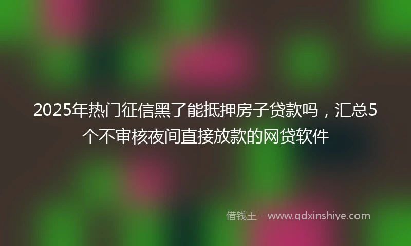 2025年热门征信黑了能抵押房子贷款吗，汇总5个不审核夜间直接放款的网贷软件