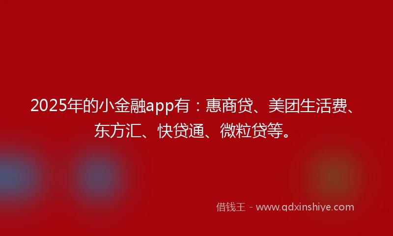 2025年的小金融app有：惠商贷、美团生活费、东方汇、快贷通、微粒贷等。