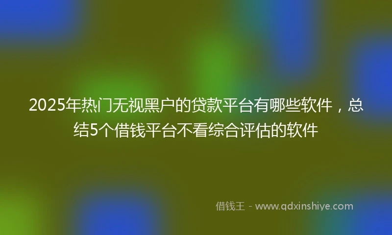 2025年热门无视黑户的贷款平台有哪些软件，总结5个借钱平台不看综合评估的软件
