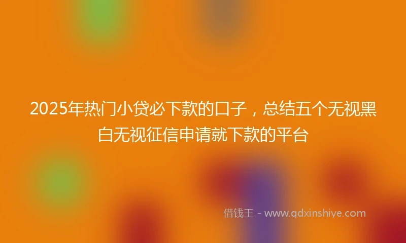 2025年热门小贷必下款的口子，总结五个无视黑白无视征信申请就下款的平台