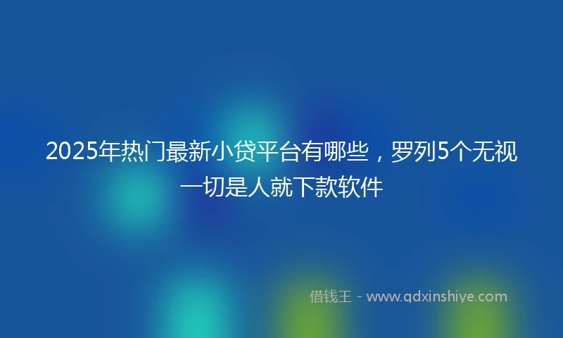 2025年热门最新小贷平台有哪些，罗列5个无视一切是人就下款软件