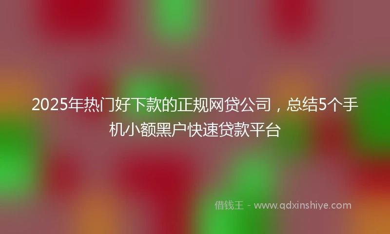 2025年热门好下款的正规网贷公司，总结5个手机小额黑户快速贷款平台