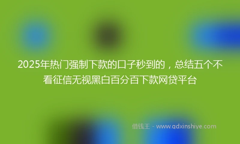 2025年热门强制下款的口子秒到的，总结五个不看征信无视黑白百分百下款网贷平台