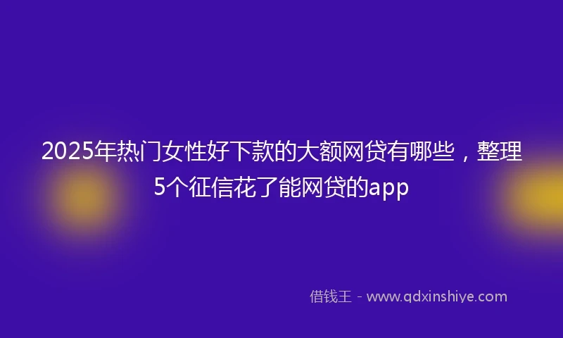 2025年热门女性好下款的大额网贷有哪些，整理5个征信花了能网贷的app