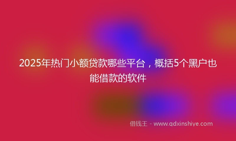 2025年热门小额贷款哪些平台，概括5个黑户也能借款的软件
