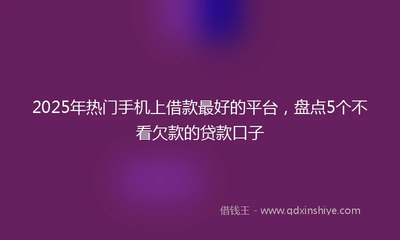 2025年热门手机上借款最好的平台，盘点5个不看欠款的贷款口子