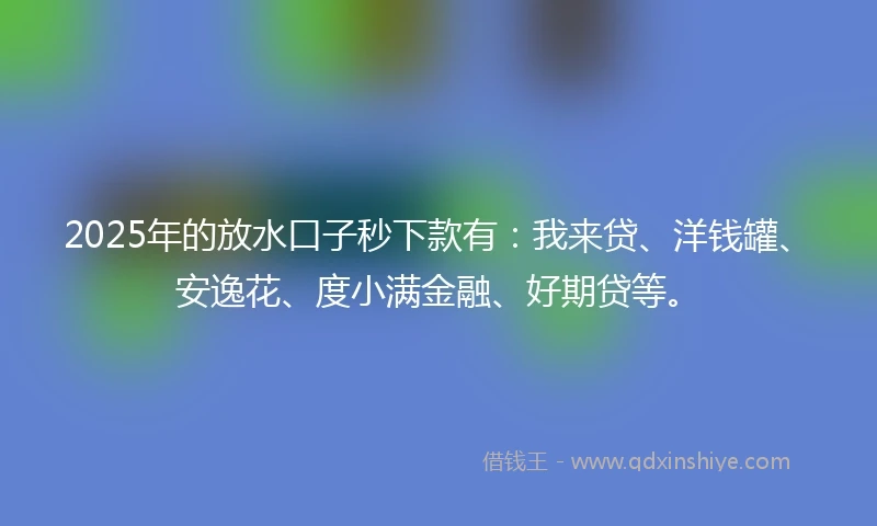 2025年的放水口子秒下款有：我来贷、洋钱罐、安逸花、度小满金融、好期贷等。