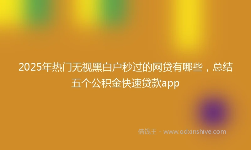 2025年热门无视黑白户秒过的网贷有哪些，总结五个公积金快速贷款app