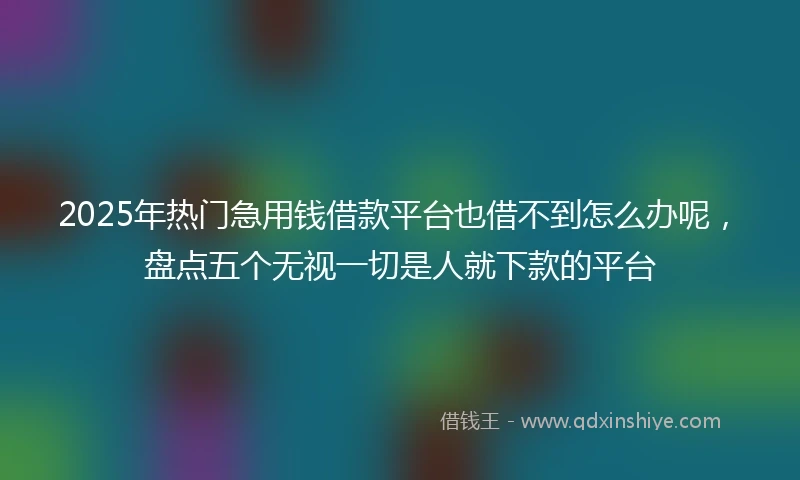 2025年热门急用钱借款平台也借不到怎么办呢，盘点五个无视一切是人就下款的平台