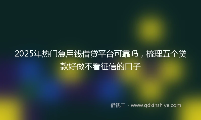 2025年热门急用钱借贷平台可靠吗，梳理五个贷款好做不看征信的口子