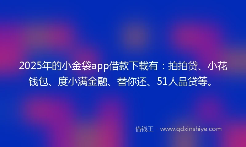 2025年的小金袋app借款下载有：拍拍贷、小花钱包、度小满金融、替你还、51人品贷等。
