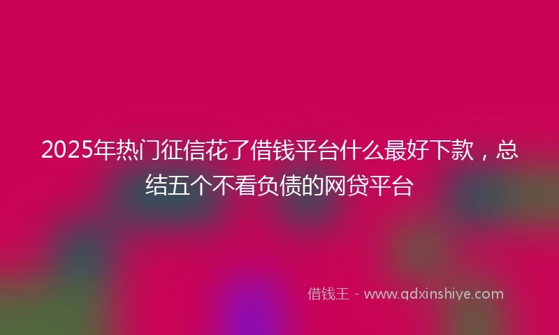 2025年热门征信花了借钱平台什么最好下款，总结五个不看负债的网贷平台