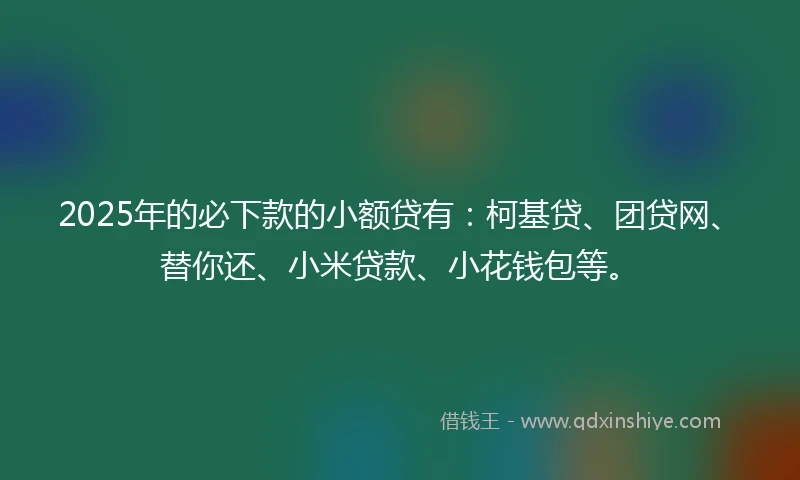 2025年的必下款的小额贷有：柯基贷、团贷网、替你还、小米贷款、小花钱包等。