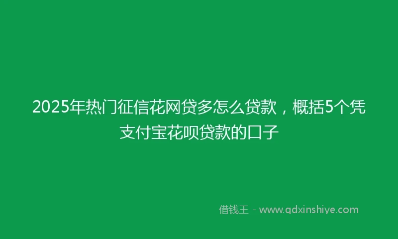 2025年热门征信花网贷多怎么贷款，概括5个凭支付宝花呗贷款的口子