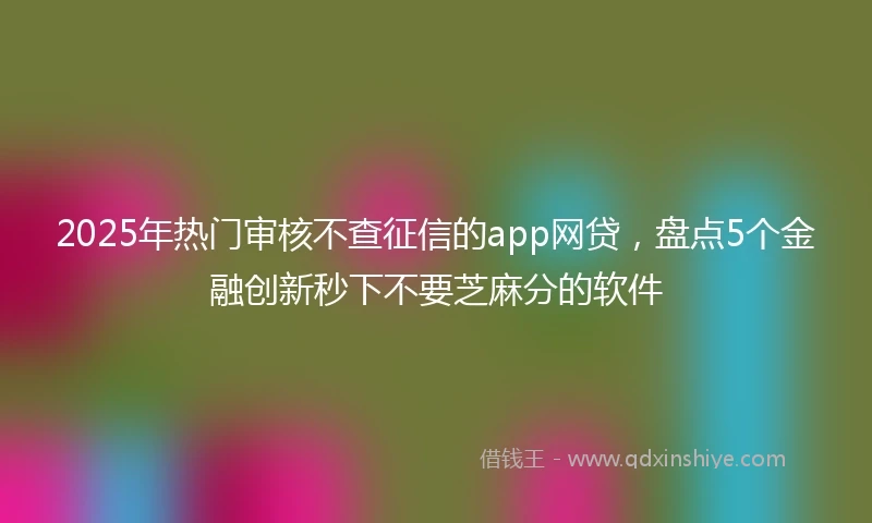 2025年热门审核不查征信的app网贷，盘点5个金融创新秒下不要芝麻分的软件